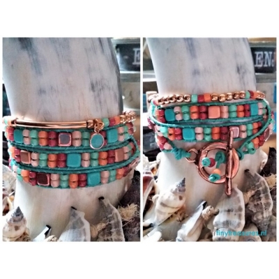 roségoud met turquoise armband roségoud met turquoise armband